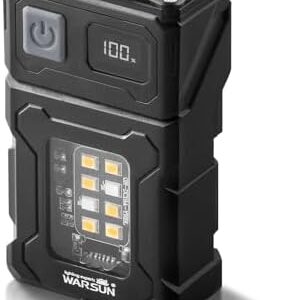WARSUN Lanterna EDC recarregável com cabeça rotativa – Lanterna magnética compacta de 800 lúmens com clipe, mini luz USB-C portátil para acampamento, emergência e reparo | Amazon.com.br