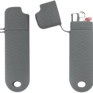 2 peças de capa de isqueiro à prova d'água para isqueiros regulares BIC tipo de manga J6 sobrevivência ao ar livre bolsa de isqueiro multiuso para caminhadas e acampamento (cinza) : Moda