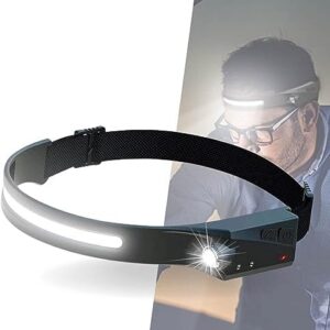 Lanterna de Cabeça LED Recarregável USB com Sensor de Movimento, Iluminação 230° COB, IPX4 Resistente à Água, Leve e Ajustável para Camping, Trilhas, Corrida e Trabalho | Amazon.com.br