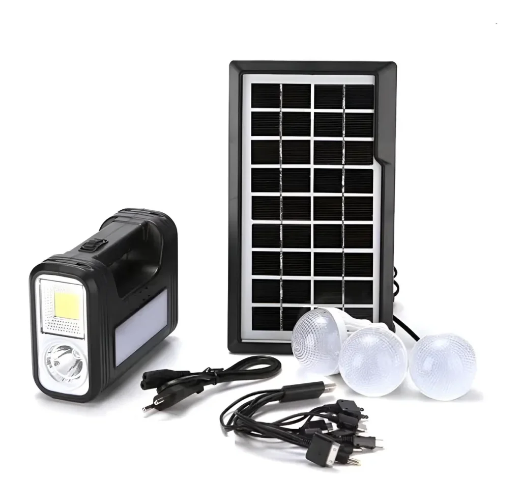 Painel Solar Portátil Luatek Lk-3102 3 Lâmpadas Led Recarregável Preto 127/220v
