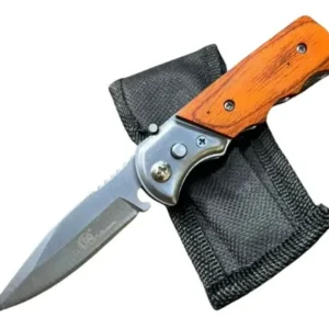 Canivete Automático Sq 14,5cm Aço Inoxidável Pesca Camping Madeira