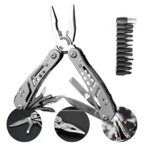 Alicate Canivete Tático Aço Inox 25 Funções Preto